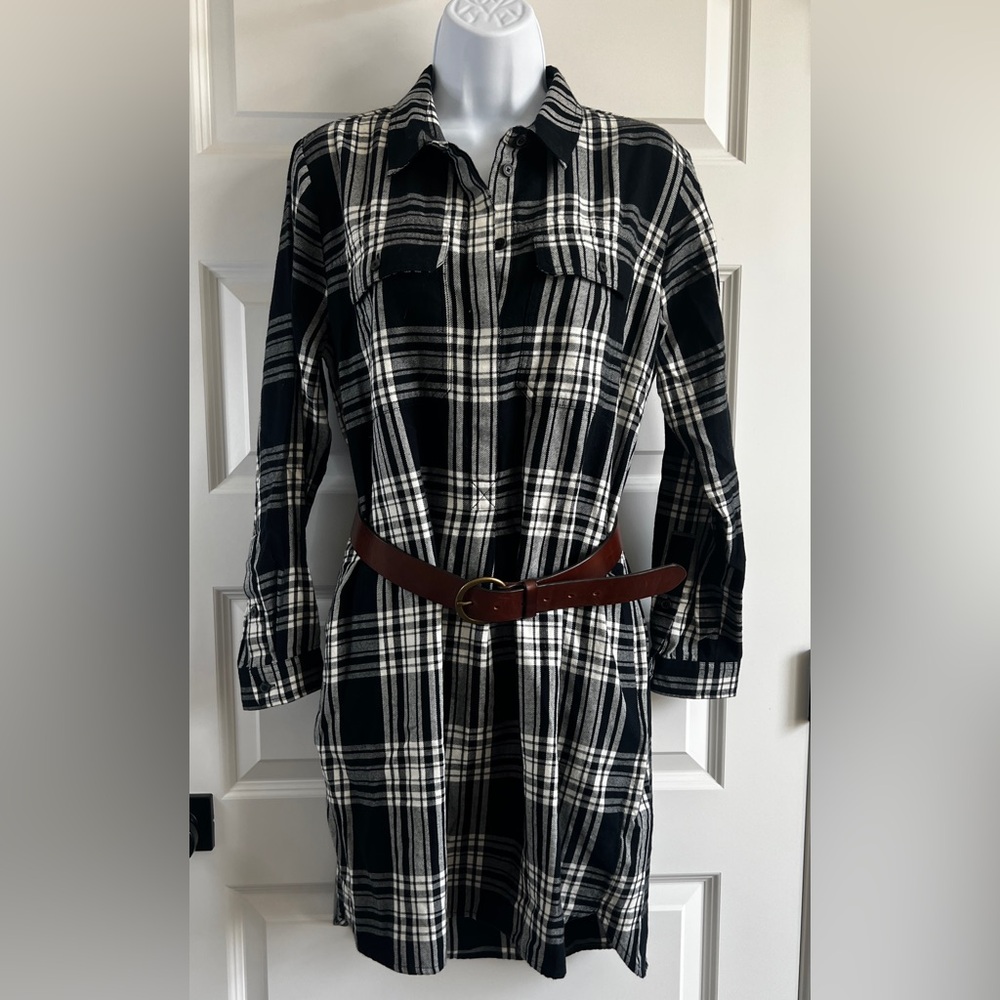 MADEWELL Plaid Flannel Shirt Dress Size Medium
